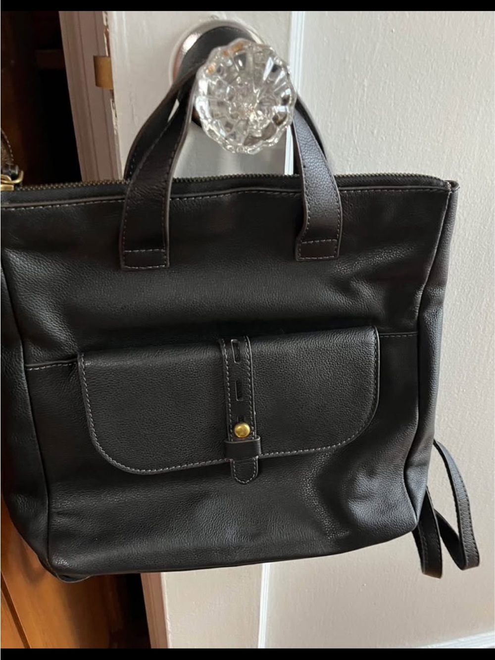 Fossil Black Leather Hunter Backpack NWOT